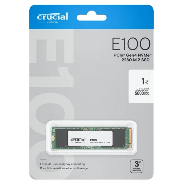 Crucial E100 1 TB M.2-2280 PCIe 4.0 X4 NVME