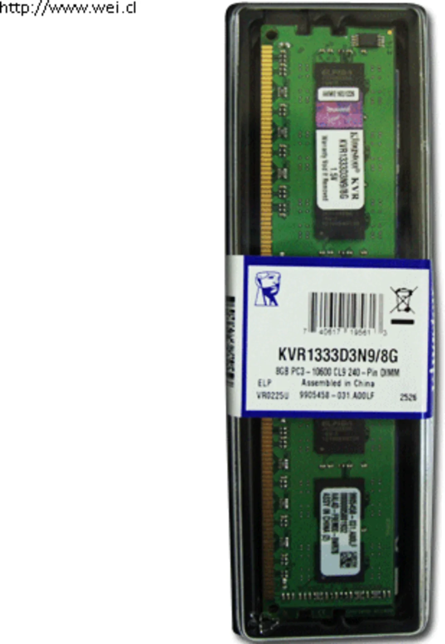 Kingston KVR1333D3N9/8G 8 GB (1 x 8 GB) DDR3-1333 CL9 Memory