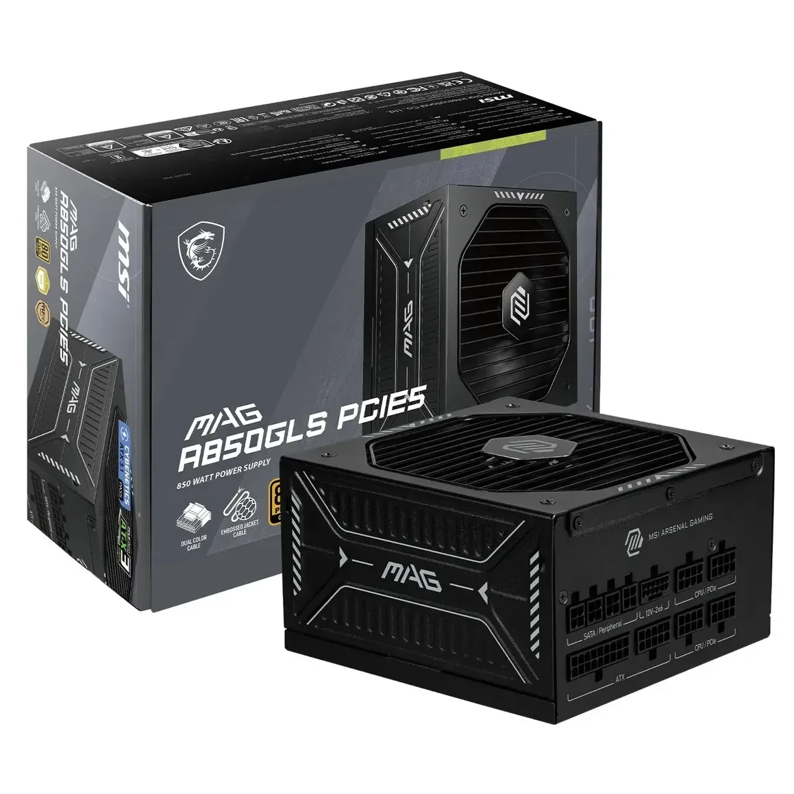 MSI MAG A850GLS PCIE5 850 W 80+ Gold Certified Fully Modular ATX Power Supply