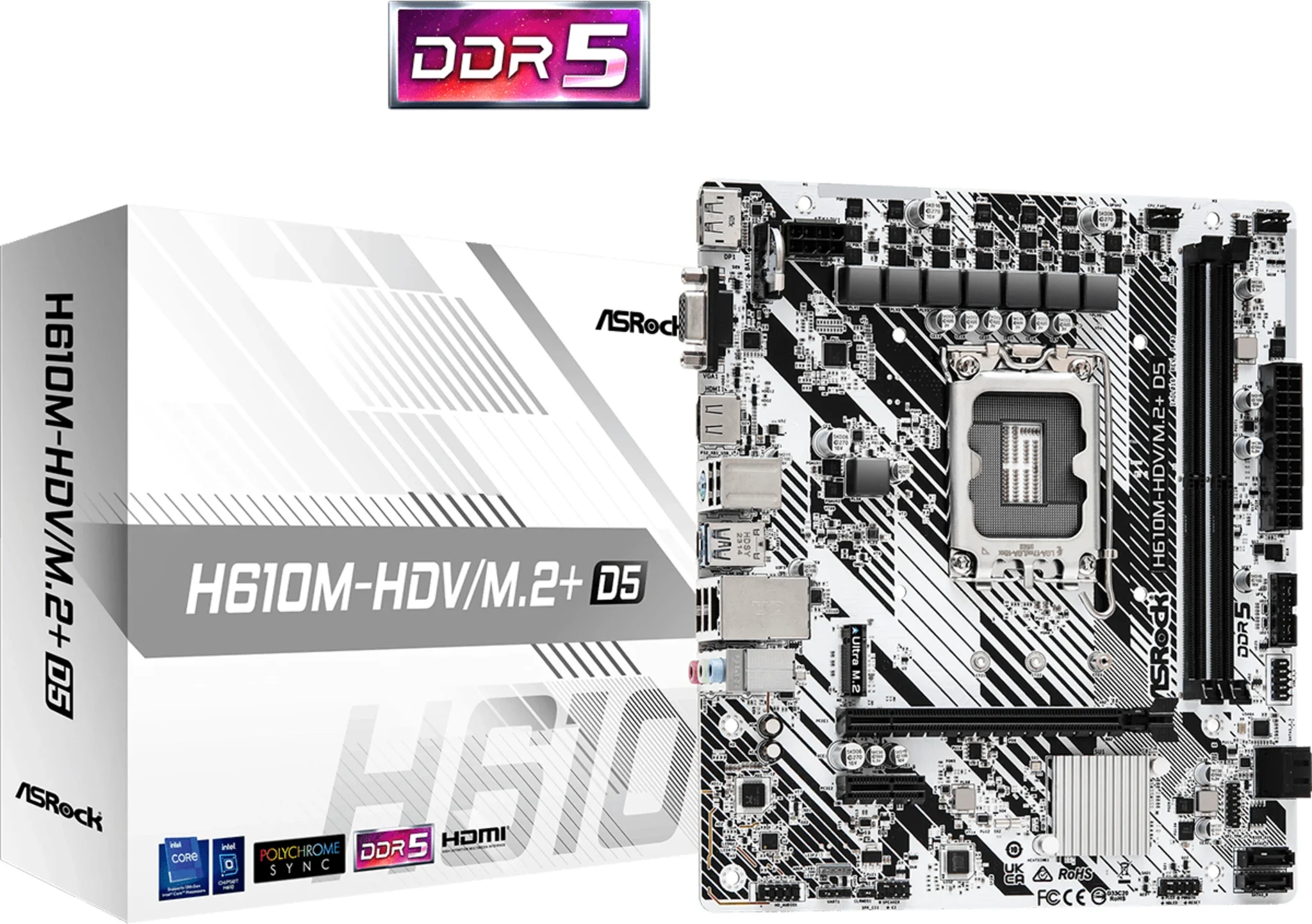 ASRock H610M-HDV/M.2+ D5 Micro ATX LGA1700 Motherboard