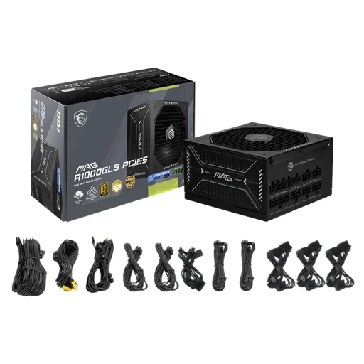 MSI MAG A1000GLS PCIE5 1000 W 80+ Gold Certified Fully Modular ATX Power Supply